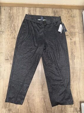 Tailored Charcoal Pinstripe Tapered Pants with Belt